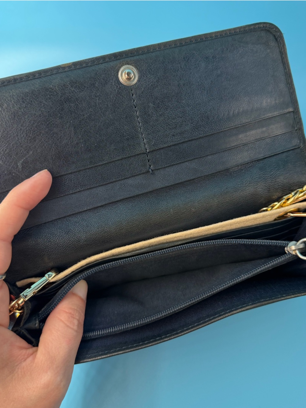 Jimmy Choo Studded Grey Flap Wallet On Chain Crossbody - Picture 6 of 6